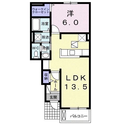 ティーインプレス2番館(1LDK/1階)の間取り写真