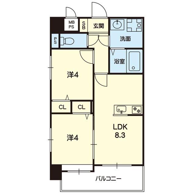 HAPPY MANSION 琴平(2LDK/3階)の間取り写真