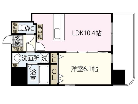 シティタワープレミアム(1LDK/9階)の間取り写真