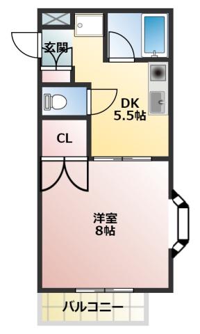 若宮物語(1DK/2階)の間取り写真