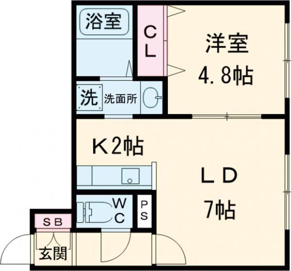 アーバン文教大前B(1LDK/2階)の間取り写真