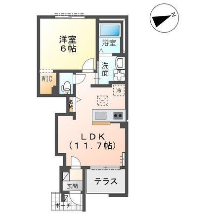 ジェミニB(1LDK/1階)の間取り写真