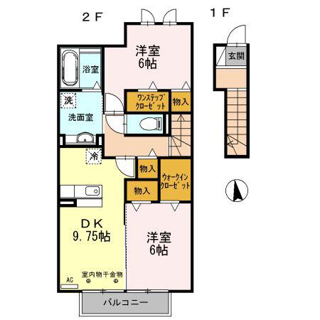 クリーンリバー小坂(2DK/2階)の間取り写真