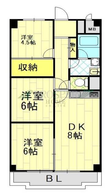 布施コープ1(3DK/6階)の間取り写真