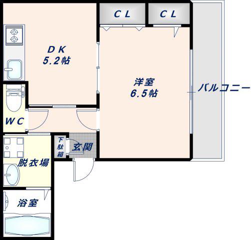 シエークル鴫野(1DK/2階)の間取り写真