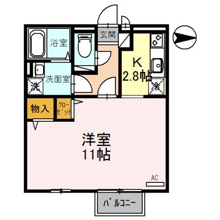 コンフォートヴィレッジ A(1K/2階)の間取り写真
