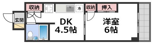 メゾン・ハーミティジ(1DK/4階)の間取り写真