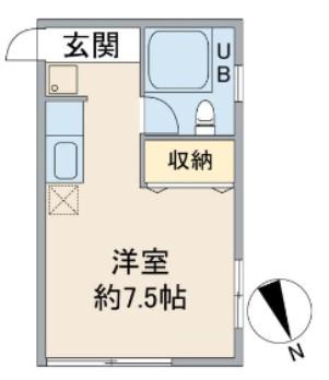 上野アパートメント(ワンルーム/2階)の間取り写真