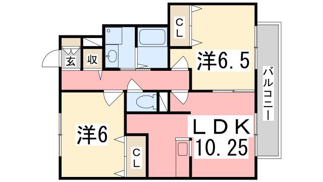 コンフォート高町II(2LDK/1階)の間取り写真