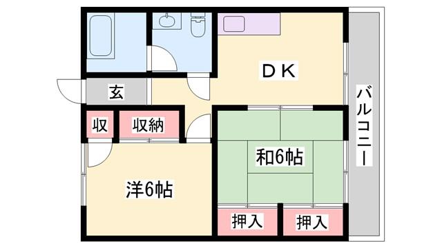 サニーハイム社(2DK/2階)の間取り写真