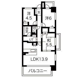元今泉レジデンス(3LDK/6階)の間取り写真