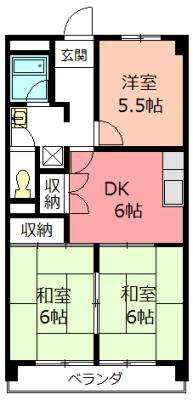 川口ビル(3DK/4階)の間取り写真