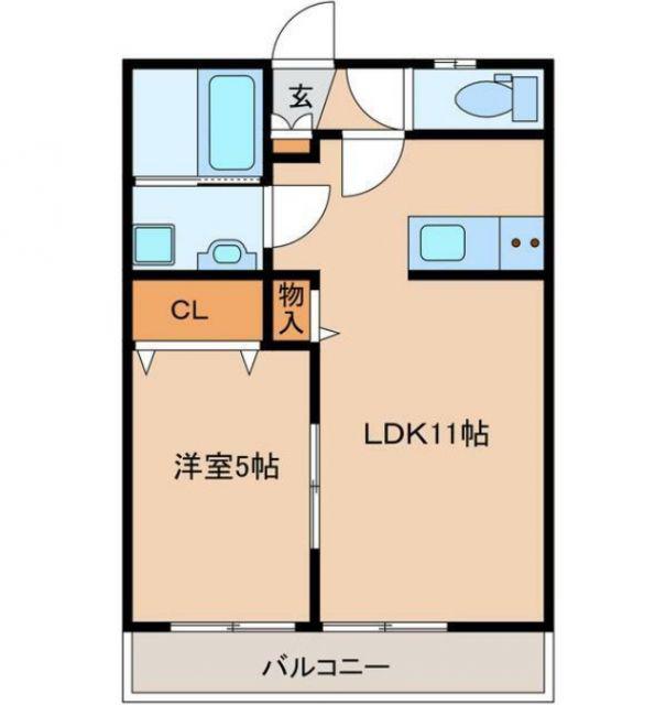 ハレクラニ唐津(1LDK/1階)の間取り写真