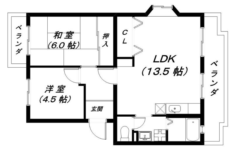 アムールONE(2LDK/3階)の間取り写真