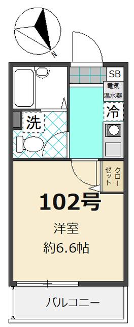 コンフォート由比ヶ浜(1K/1階)の間取り写真