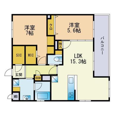 GREEN JADE II(2LDK/5階)の間取り写真