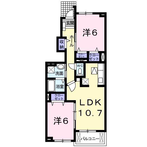 エテルノ・ヴィスキオ(2LDK/1階)の間取り写真