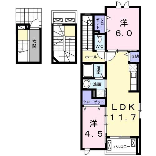 ベル オーブ III(2LDK/3階)の間取り写真