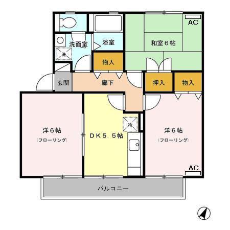 ヴェルドミール・レクス(3DK/2階)の間取り写真