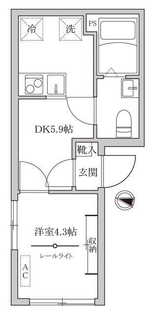 オレア浅草東(1DK/3階)の間取り写真