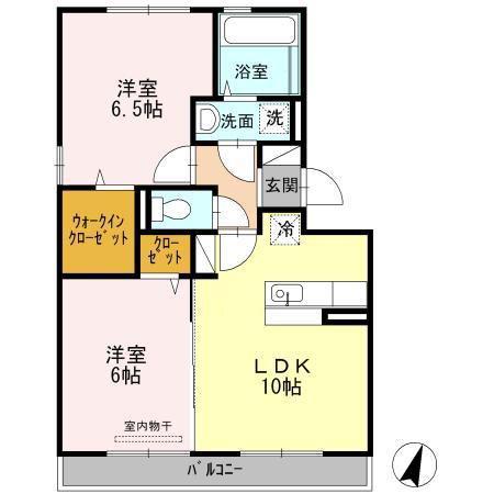 サンハイム須屋A棟(2LDK/2階)の間取り写真