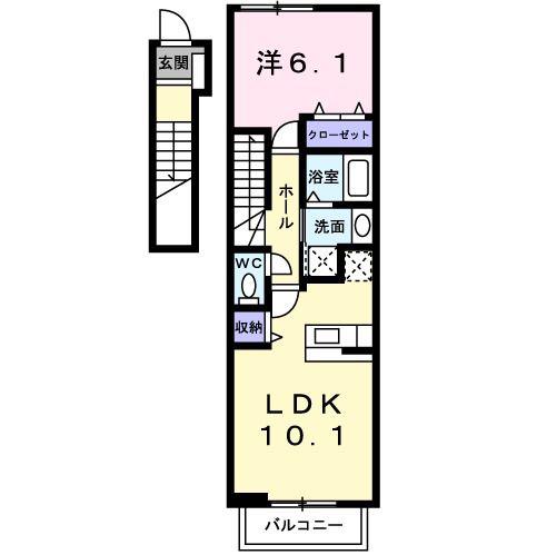 メゾネット・アンジュ弐番館(1LDK/2階)の間取り写真