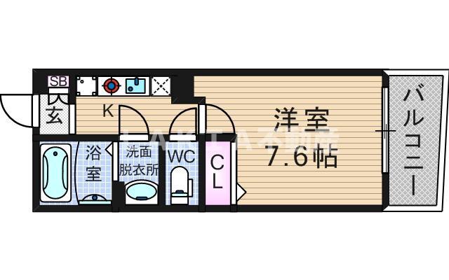 ルクレ阿波座レジデンス(1K/7階)の間取り写真