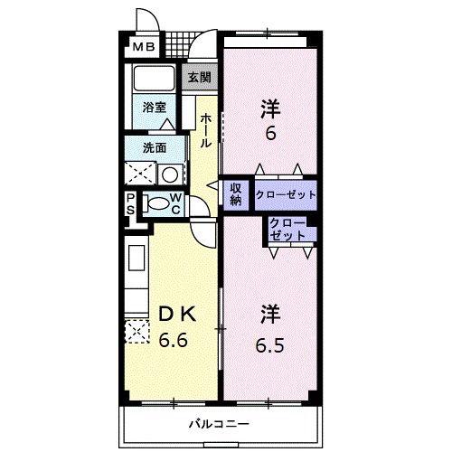 ベルラン88(2DK/1階)の間取り写真