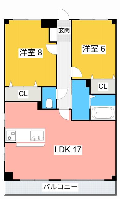 ダンケリーベ青山(2LDK/4階)の間取り写真