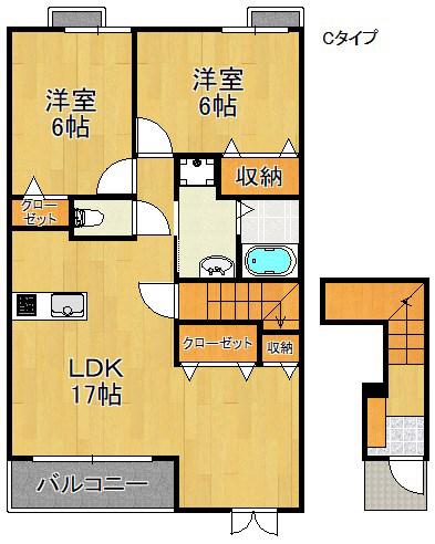 さくらA・B棟(2LDK/2階)の間取り写真