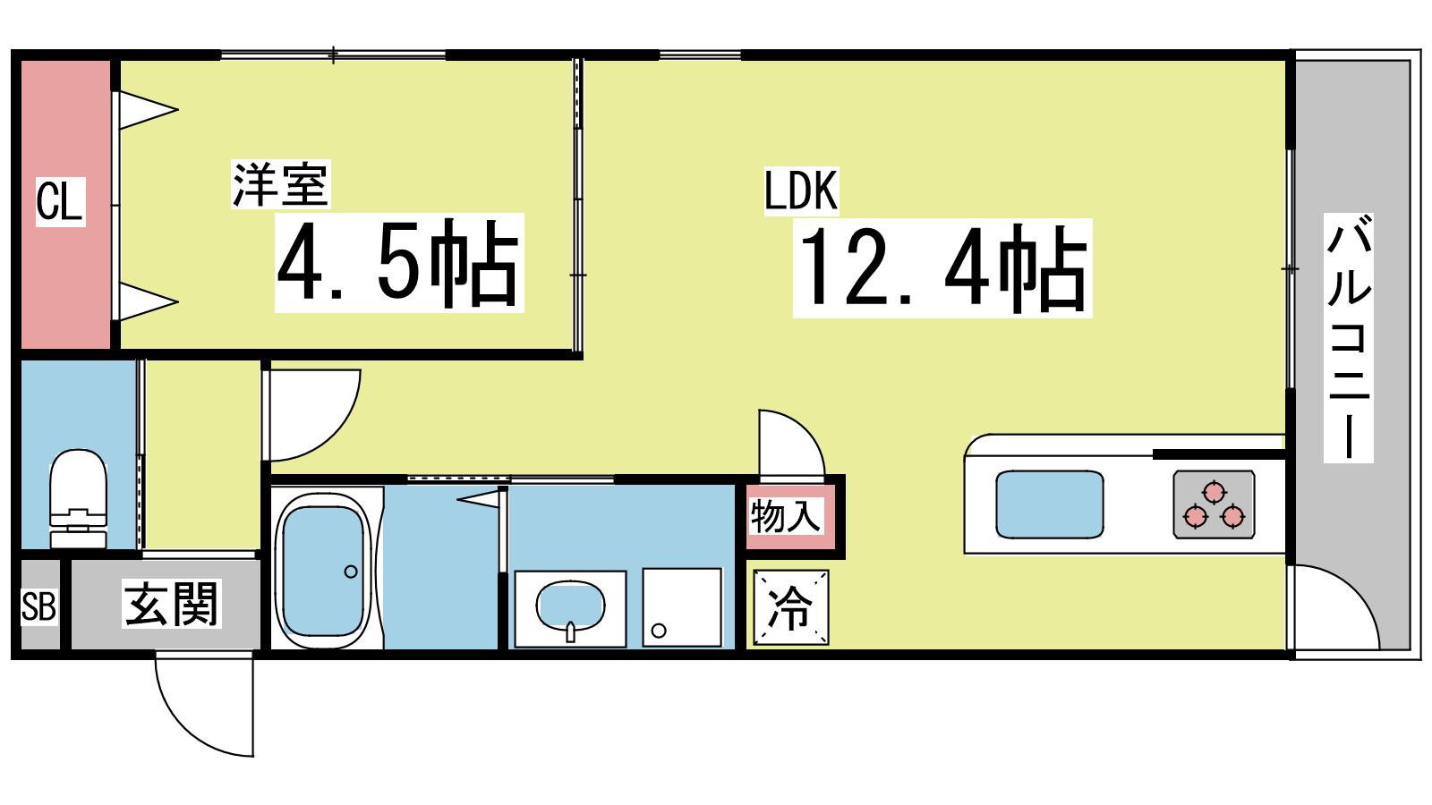 HCフラッツ国玉ガーデンI(1LDK/1階)の間取り写真