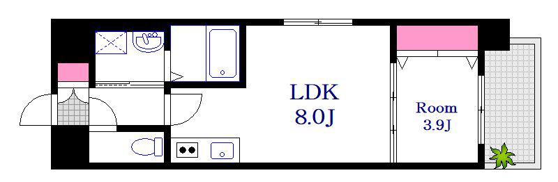 BONHEUR宇品海岸(1LDK/8階)の間取り写真