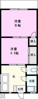 コーポカクヒラ(2K/1階)の間取り写真