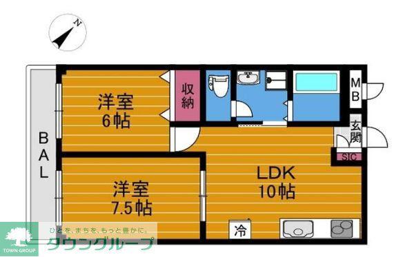 マルヨマンションⅠ(2LDK/3階)の間取り写真