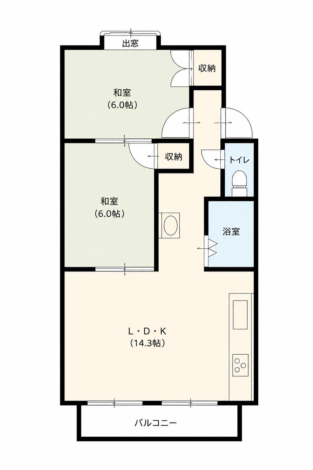 ワルツハイム(2LDK/2階)の間取り写真