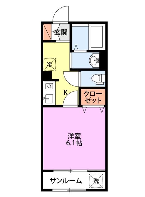 STEPS紫竹山(1K/1階)の間取り写真