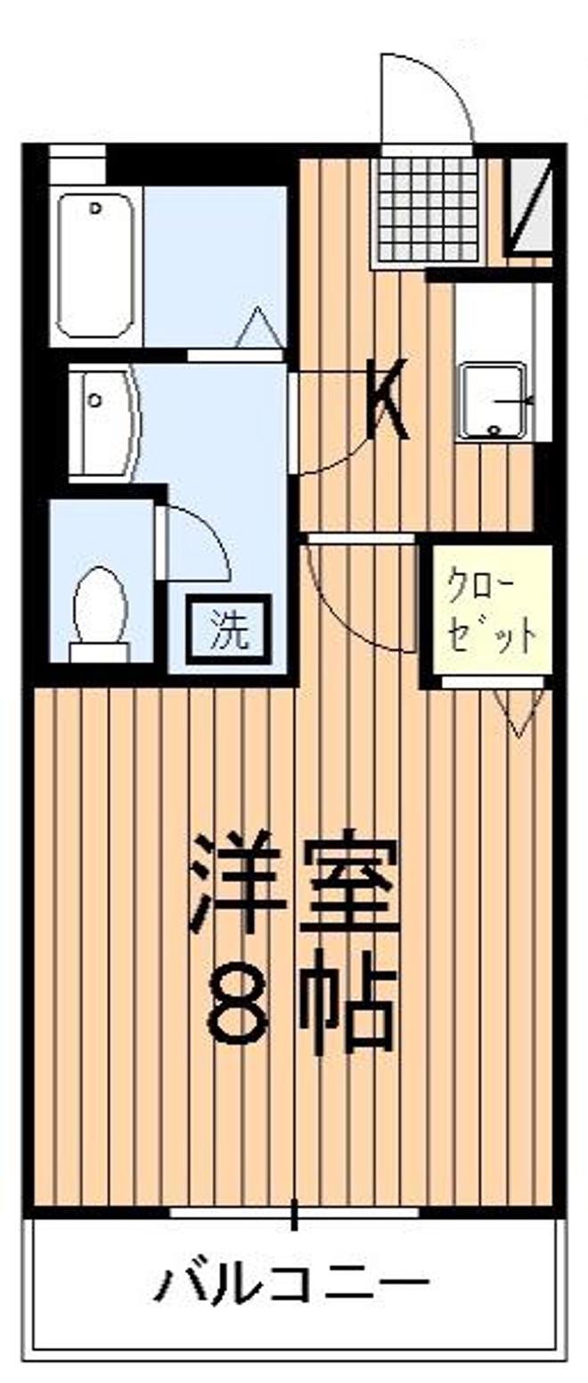 カーサユーカリB(1K/2階)の間取り写真