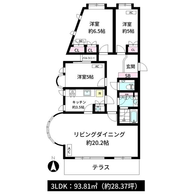 ウエダマンション(3LDK/1階)の間取り写真