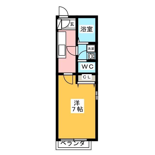 アムールHAL(1K/1階)の間取り写真