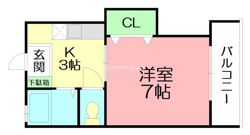 ウィンディ笹尾III(1K/2階)の間取り写真