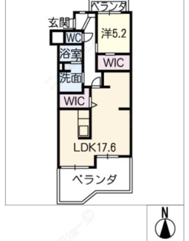 ハイツ正明寺(1LDK/3階)の間取り写真