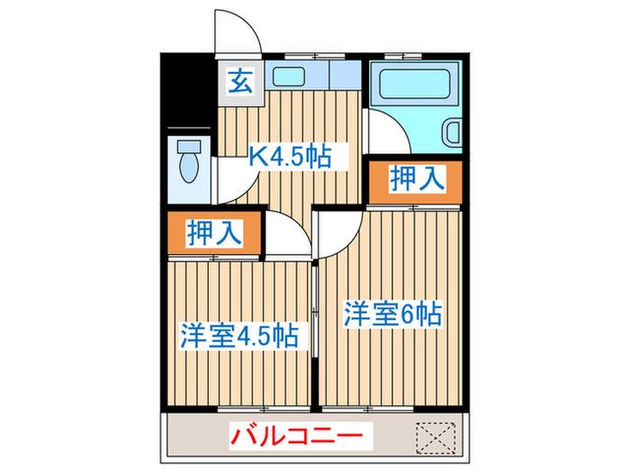 三和コーポ(2K/2階)の間取り写真