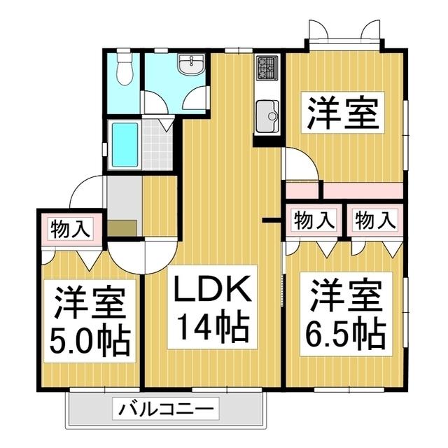 フレグランスAW棟(3LDK/1階)の間取り写真
