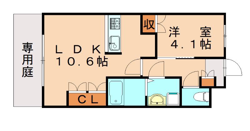 MAISON・DE・YUU(1LDK/1階)の間取り写真