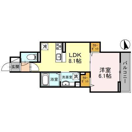 グラナーデ白子(1LDK/1階)の間取り写真