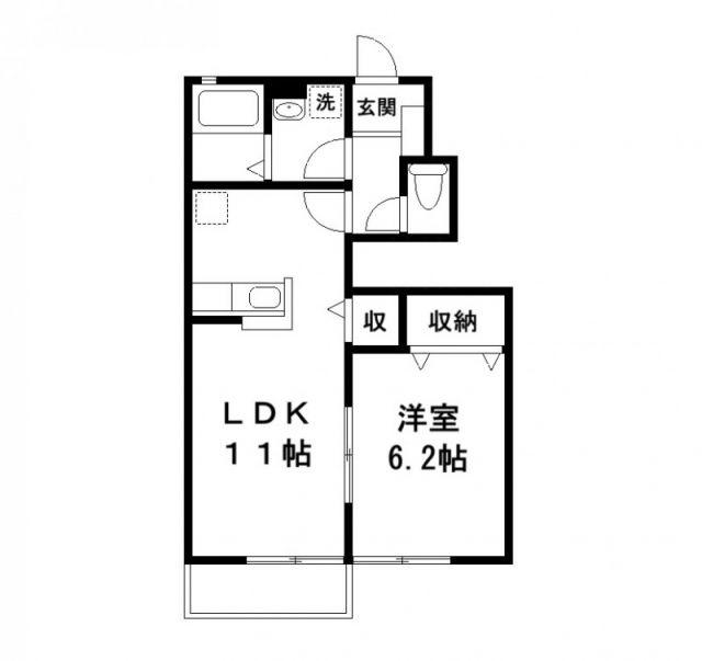 ヴェル・ドミール三枝 A棟(1LDK/1階)の間取り写真
