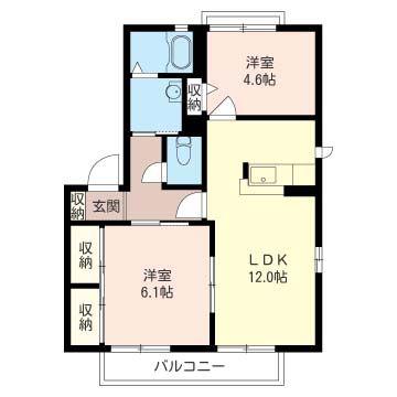 バリュージュ・ウエスト(2LDK/2階)の間取り写真