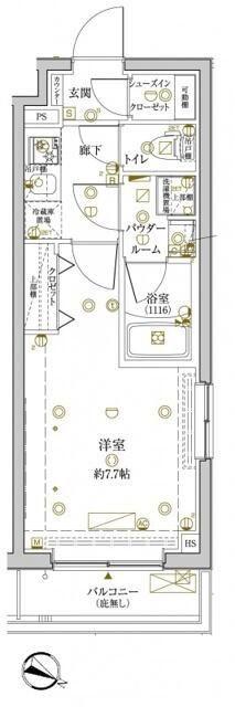 クレイシアアイズ学芸大学(1K/5階)の間取り写真