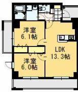 ラフィーネコート(2LDK/4階)の間取り写真