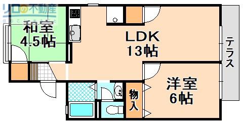 ドミエール(2LDK/1階)の間取り写真